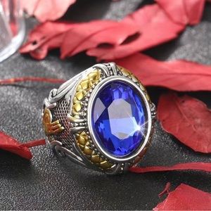 BNIB - Blue Crystal Two Tone Ring